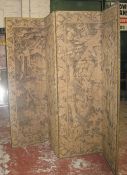 A tapestry upholstered room screen   196cm high