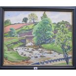 Attributed to W. Stanley Moore (20th century) River and landscape Oil on canvas Unsigned 49cm x 61.