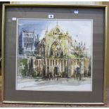 Ruth Cockayne 'Exeter Cathedral' Pastel and wash Signed lower left  44.5cm x 46.5cm