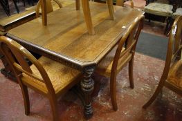 A Victorian oak centre table   with bulbous turned legs joined by stretchers 120cm wide