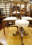 A Victorian circular stool   and a pair of side chairs