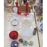 A quantity of assorted ceramics and glassware  , to include four paperweights, clear glass bowls,