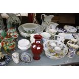 A quantity of decorative ceramics and glassware   to include Royal Doulton 'The Balloon Seller'