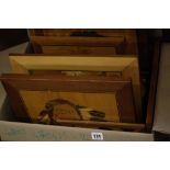 Marquetry Craftware,   a quantity of Native American interest marquetry pictures    and a stained