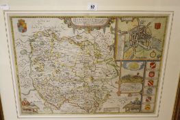 A John Speede map of Herefordshire  , 40cm x 53cm and a reproduction map of Glamorganshire (2)