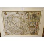 A John Speede map of Herefordshire  , 40cm x 53cm and a reproduction map of Glamorganshire (2)