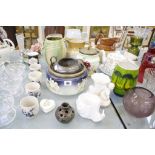 Quantity of decorative ceramics and glass   to include a Beswick Dauschound, Poole pottery,