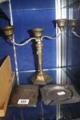 A silver candlestick,   ashtray,and cigarette case. 21.4 troy oz all in or 665.7 grams