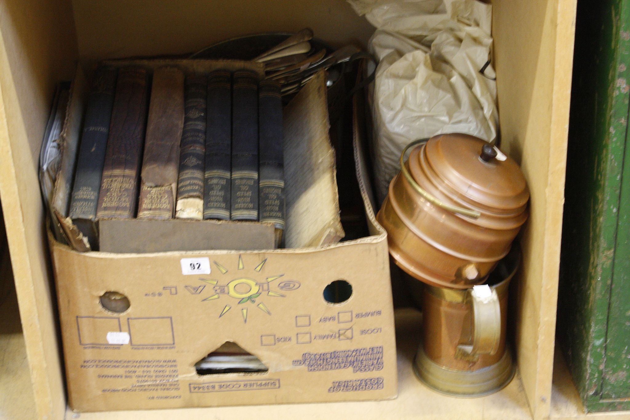 A quantity of collectable items   to include silver plate, metalware, books; 'Modern High-Speed Oil