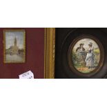 A portrait miniature of a gentleman,   oval, 6cm x 4.5cm, a miniature oil of 'Piazza della