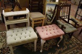 A quantity of miscellaneous furniture to include a cheval mirror  , Chinese carpet, stick stand,