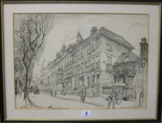 Hanslip Fletcher (British 1874-1955) Cheyne Row, Chelsea Pen and Ink drawing Signed and dated 1927