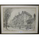 Hanslip Fletcher (British 1874-1955) Cheyne Row, Chelsea Pen and Ink drawing Signed and dated 1927