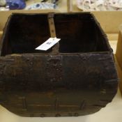A stained hardwood and wrought iron mounted trug  , probably late 18th/ early19th Century