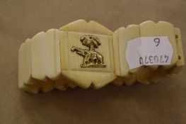 An ivory bracelet   with inlaid elephant motif  c.1920's