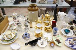 A quantity of ceramics and glassware   to include a wade Hedgehog, Wedgwood blue jasperware etc