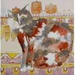 Ponckle (20th Century) Cat with shelf behind Mixed media Signed and dated ‰ 25.5cm x 25cm; And a