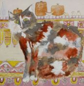 Ponckle (20th Century) Cat with shelf behind Mixed media Signed and dated ‰ 25.5cm x 25cm; And a
