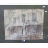 Mildred Lockyer (20th Century) Town house balcony  Pencil and pastel  Signed lower right 37.5cm x