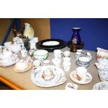 A quantity of decorative ceramics and glassware  , to include an enamel bowl, crested ware,