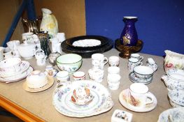 A quantity of decorative ceramics and glassware  , to include an enamel bowl, crested ware,