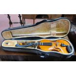 An Andreas Zeller of Romania violin   and bow in a carry case.(as new)