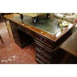 A mahogany Georgian style twin pedestal desk  , and a gilt brass desk lamp (sold as parts)