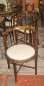 A small Edwardian side table  , an Edwardian tub chair, four further Edwardian tub chairs and two