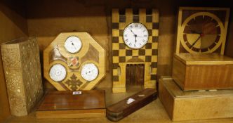 Marquetry Craftware;   a collection of  clocks and boxes