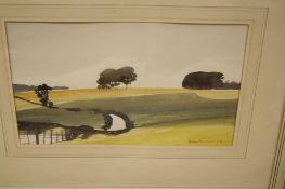 Philip Lambert (20th Century) Lane amongst fields Watercolour Signed 22.5cm x 37cm; And a quantity