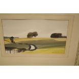 Philip Lambert (20th Century) Lane amongst fields Watercolour Signed 22.5cm x 37cm; And a quantity