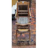 A Victorian child's high chair   and a tall upright chair.