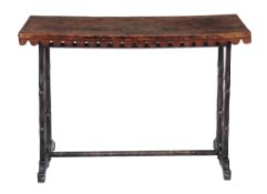 A birch occasional table  , 19th century, possibly American, the rectangular top above shaped apron