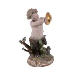 A Meissen model of a faun, late 19th century, blue crossed swords mark   A Meissen model of a faun,