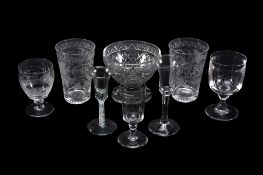 A selection of mostly 19th century drinking glass, various dates, comprising   A selection of mostly