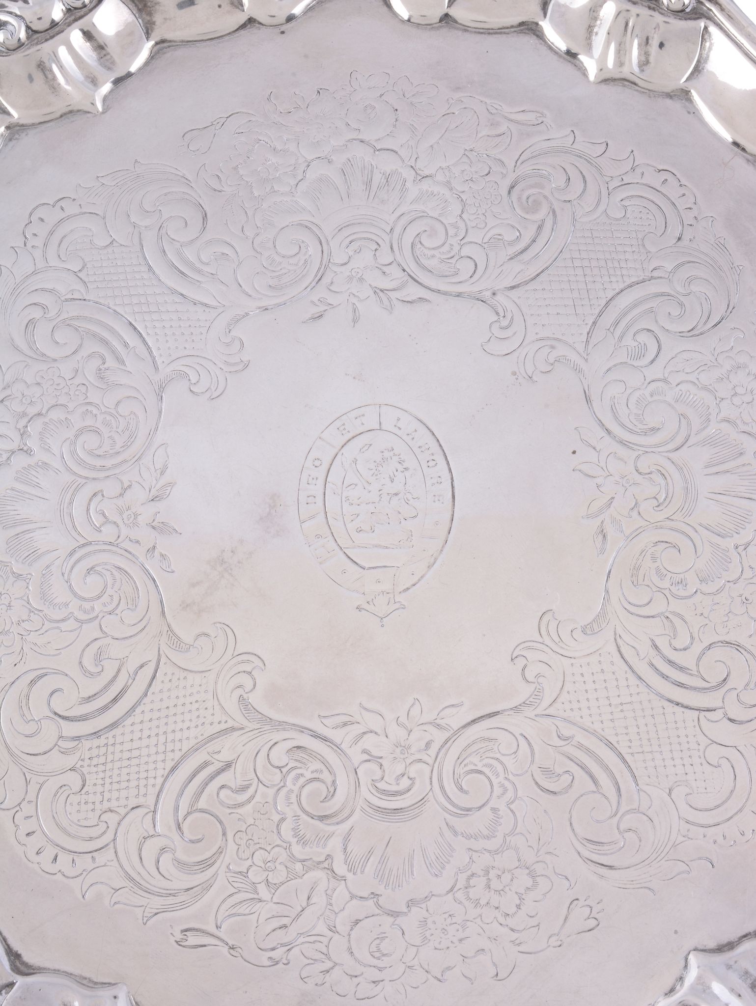 A George III silver shaped circular salver by Elizabeth Cooke,   London 1764, with a scroll and - Image 2 of 2