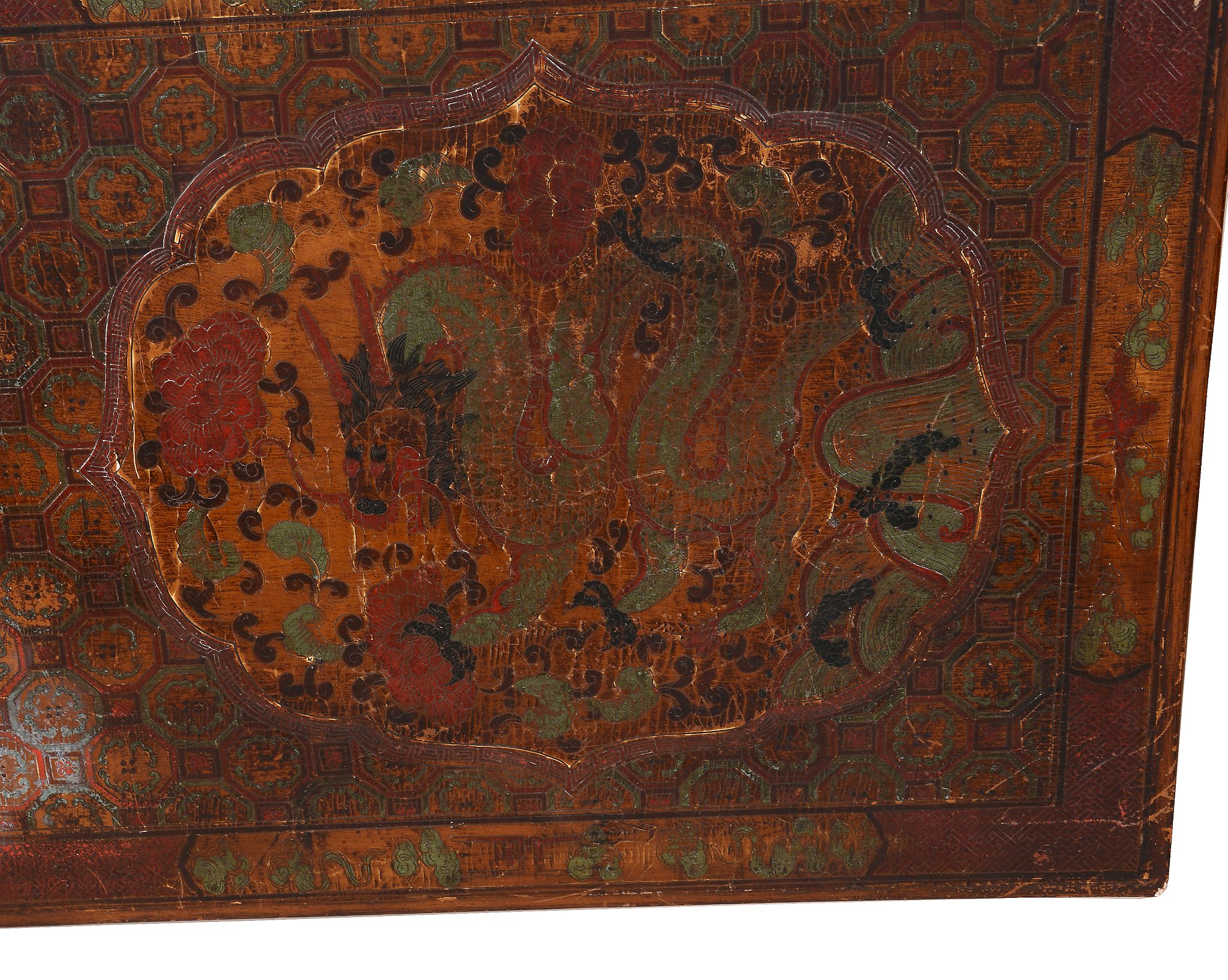 An Chinese incised red lacquer rectangular table, 19th or 20th century   An Chinese incised red - Image 3 of 5