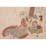 Katsushika Hokusai  &  others - Group of six woodblock prints   A group of six Japanese Surimono