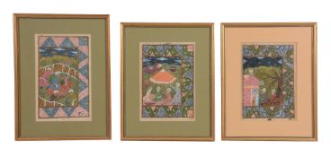 A decorative group of eight Indian miniature paintings, 20th century   A decorative group of eight