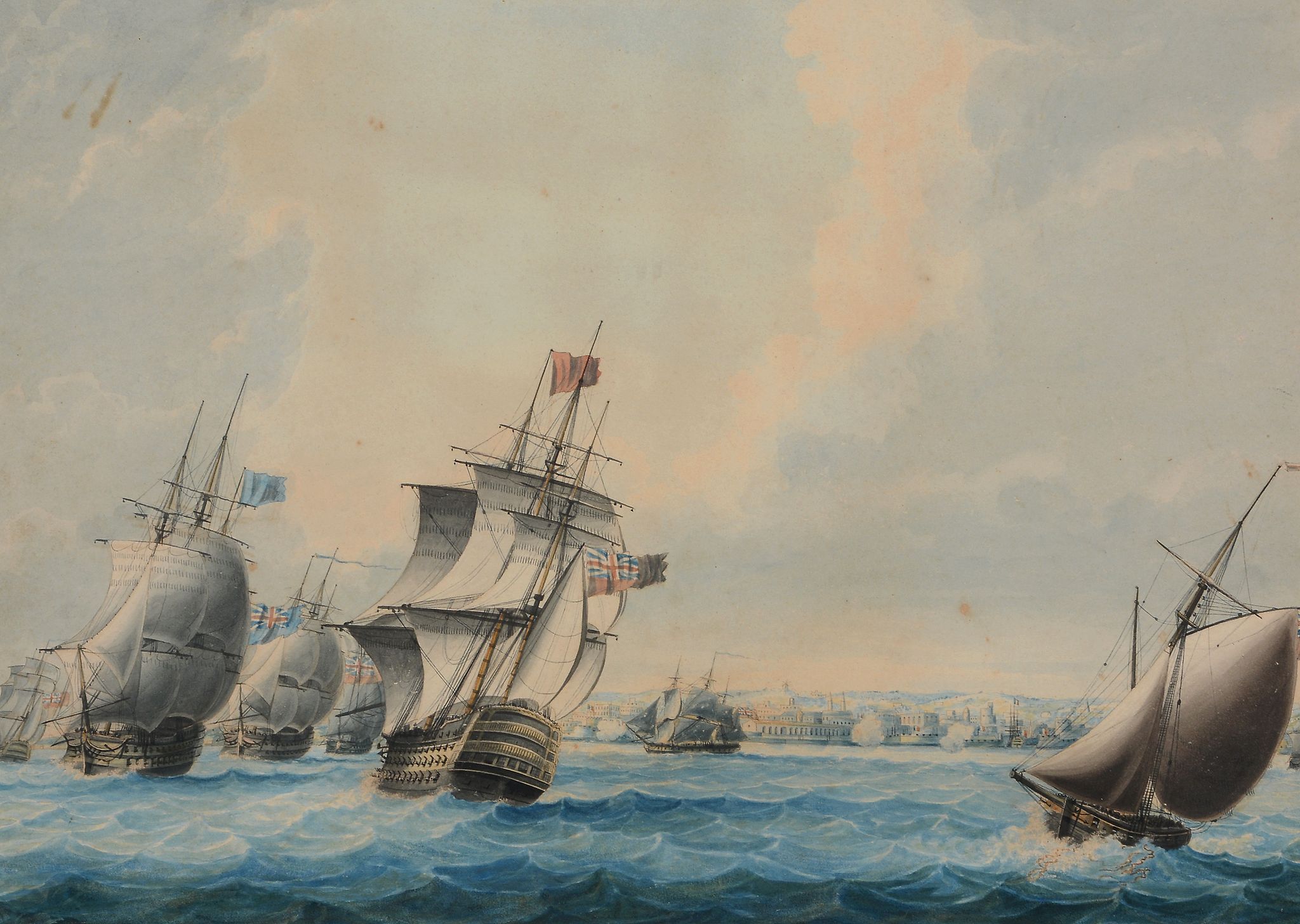 Thomas Buttersworth (1768-1842) - Royal Navy warships lining up for battle; Royal Navy warships - Image 2 of 4