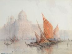 Thomas Bush Hardy (1842-1897) - On the water, Venice  Watercolour over graphite, heightened with