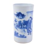 A Chinese blue and white brush pot, Bitong, in Transitional style   A Chinese blue and white brush