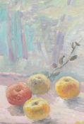 French School (20th Century) - Still life of apples  Oil on canvas laid on board Signed   MA   lower