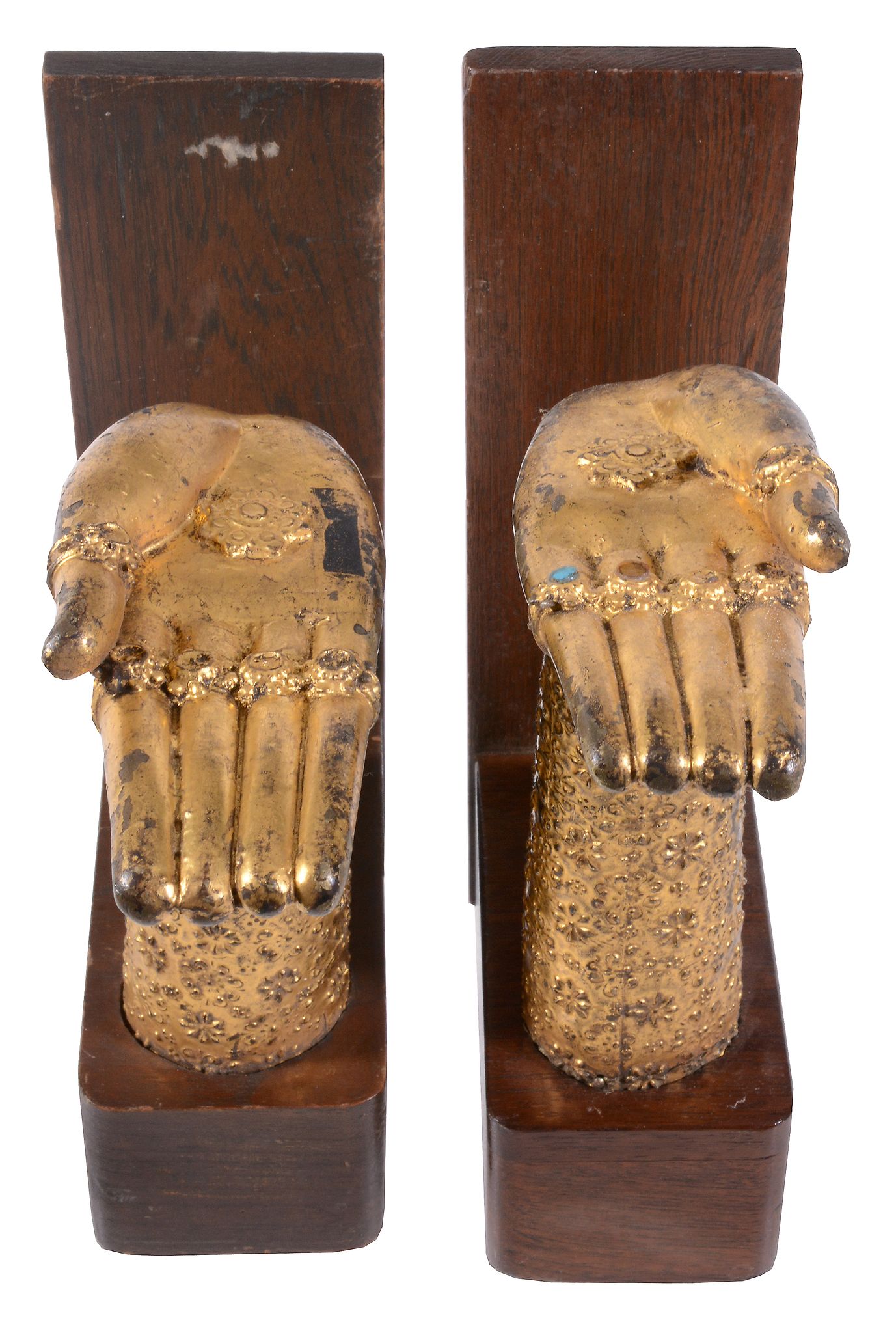 A pair of South East Asian gilt metal hands   A pair of South East Asian gilt metal hands,   adapted - Image 3 of 3