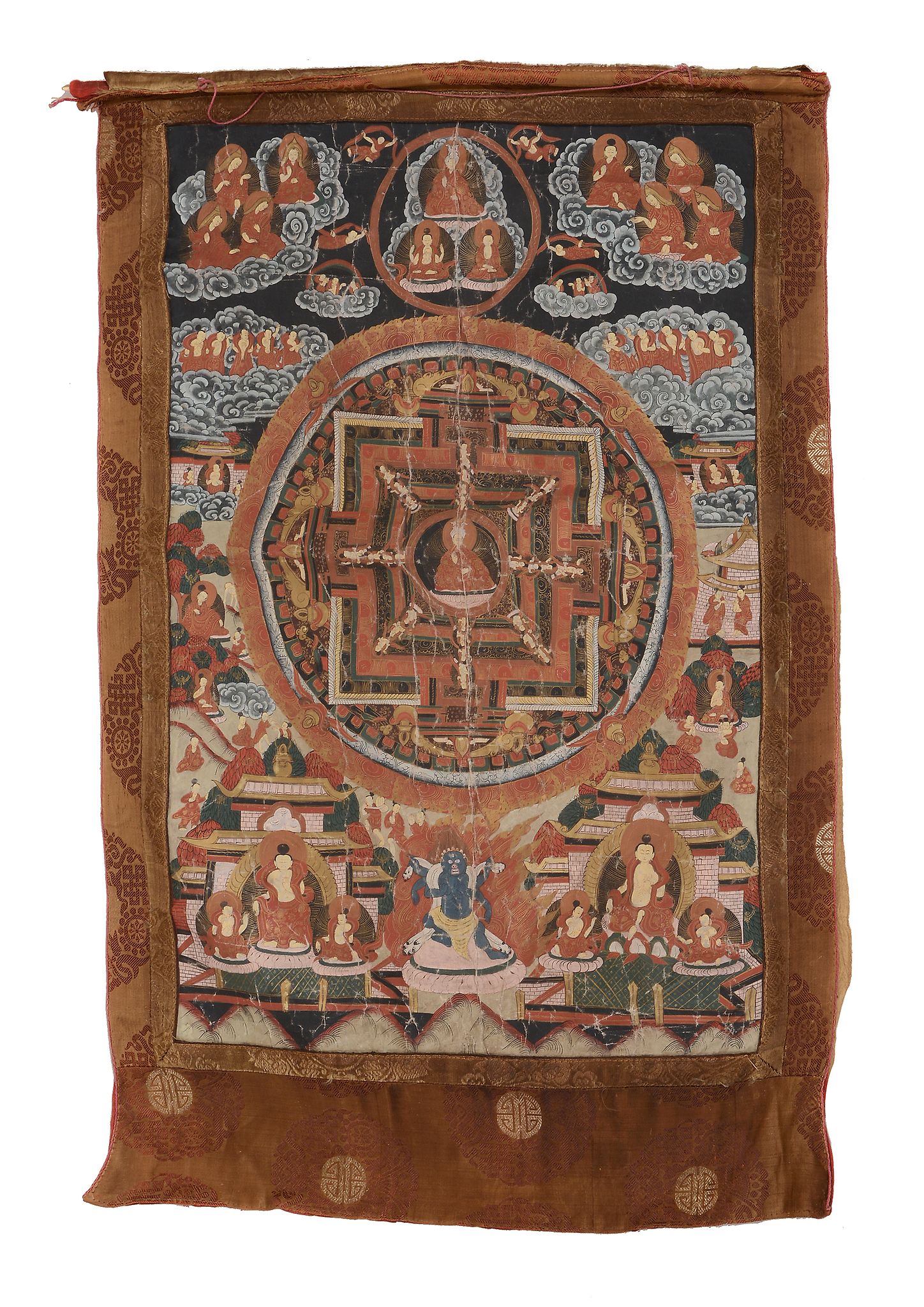 A Tibetan Thangka, late 19th or 20th century, the image 74cm by 52cm   A Tibetan Thangka, late