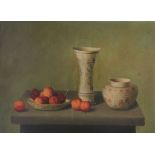 English School (19th Century) - Still life with bowl of plums  Oil on panel 12 x 17 cm.(4 3/4 x 6