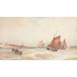 Thomas Bush Hardy (1842-1897) - Entering Garlieston harbour; Off Lowestoft harbour  Watercolour,