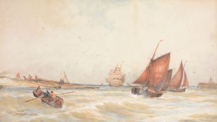 Thomas Bush Hardy (1842-1897) - Entering Garlieston harbour; Off Lowestoft harbour  Watercolour,