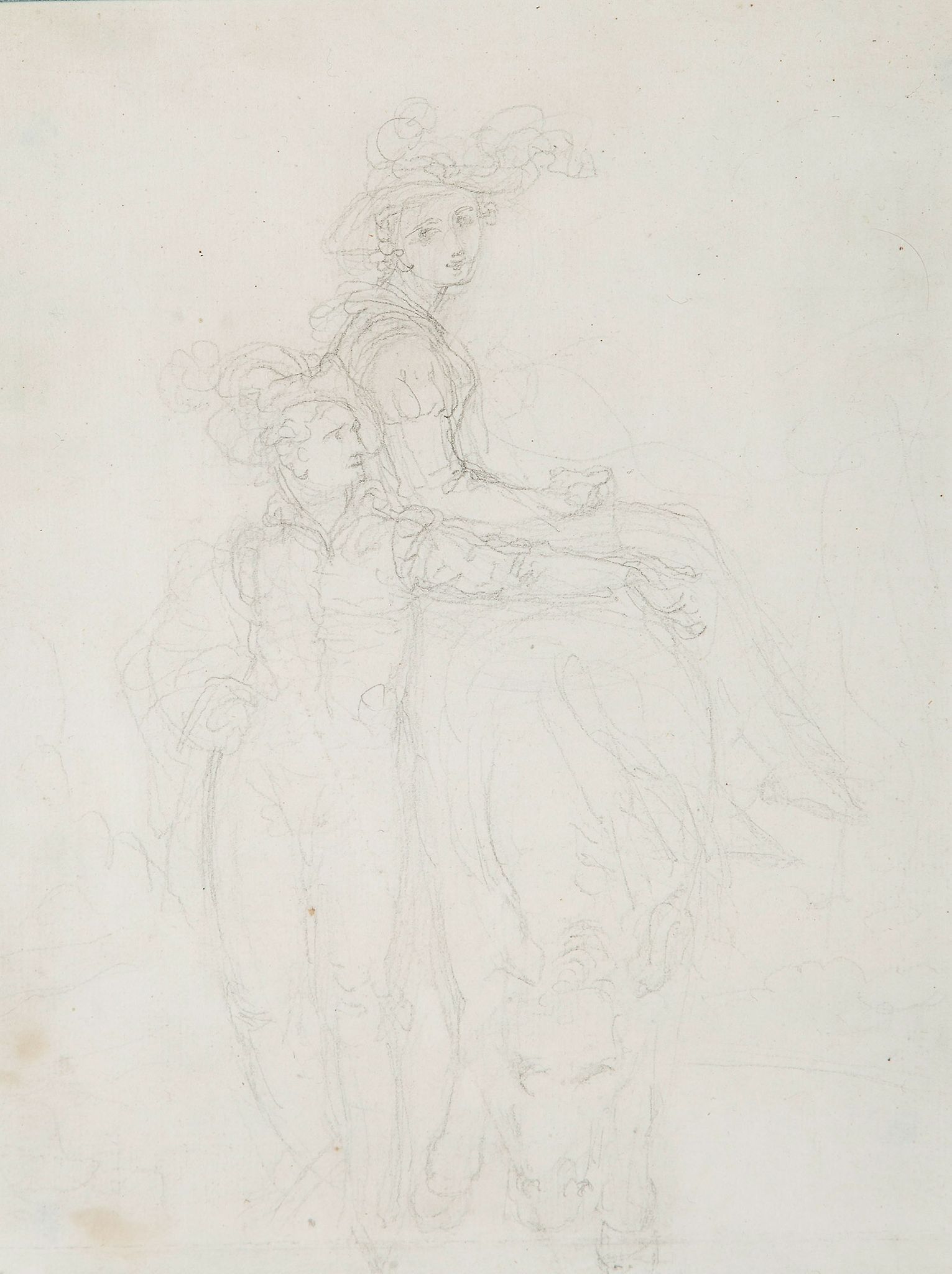 Richard Cosway (1742-1821) - A self-portrait of the artist and his wife, Maria  Graphite, on laid