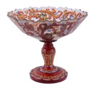 A Bohemian/Turkish ruby-flashed and clear glass comport   A Bohemian/Turkish ruby-flashed and